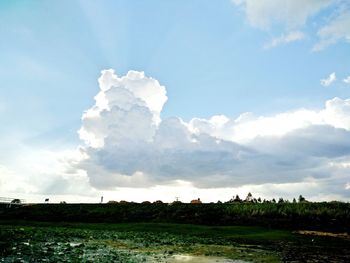 Scenic view of landscape against cloudy sky