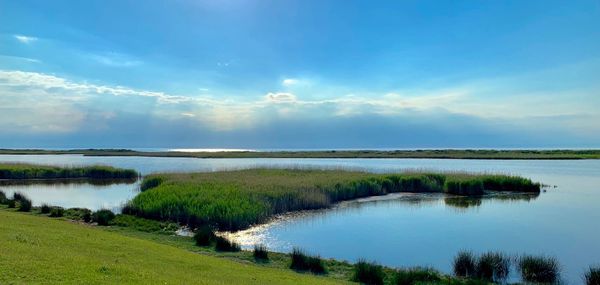 Scenic view of lake against sky