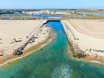 High angle view of beach against sky