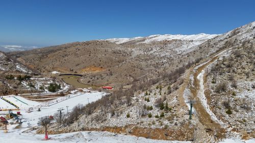 Scenic view of landscape against sky during winter