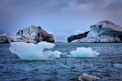 Scenic view of frozen sea against sky