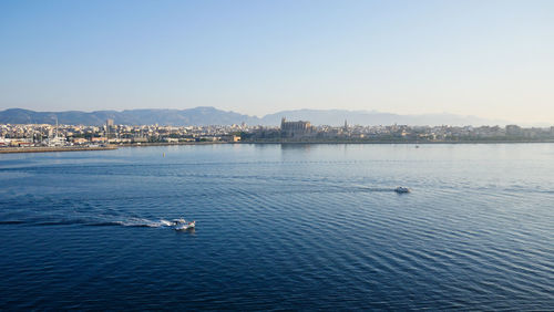 Spain palma coastal view from the top of a cruise ship
