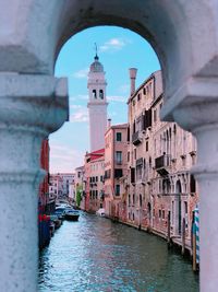 View of canal amidst buildings