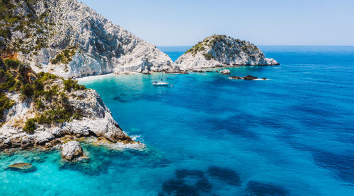 Scenic view of sea against clear sky