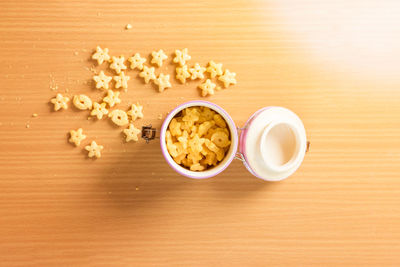 High angle view of food on table