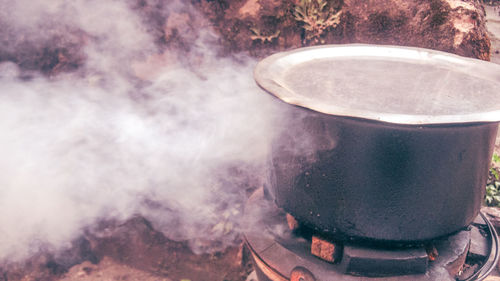 Close-up of smoke coming out of the showla 