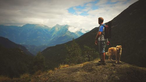 Man hiking on mountain