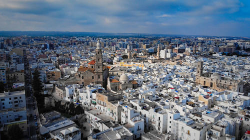 High angle view of cityscape against sky