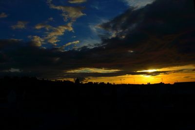 Silhouette of buildings against sky during sunset