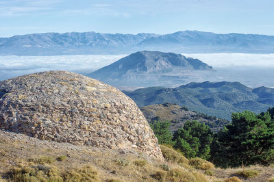 Scenic view of mountains against sky in sierra de baza, spain