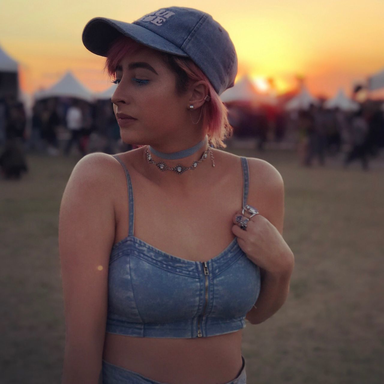 focus on foreground, real people, sunset, one person, festival goer, standing, outdoors, leisure activity, music festival, people, women, beautiful woman, adult, adults only, close-up, beach, day, young adult