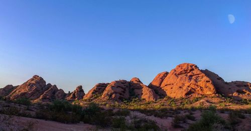 Scenic view of rocky mountains against clear sky at paradise valley