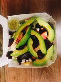 High angle view of vegetables on table