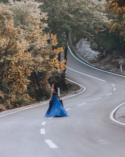 High angle view of car on road