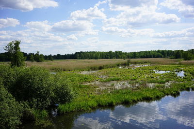 Scenic view of lake against sky