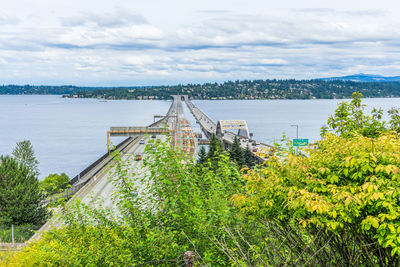 Interstate 90 floating bridges in seattle, washington.