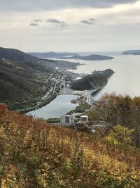 High angle view of landscape against sky