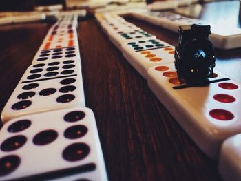 Close-up of chess on table