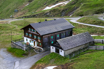 Houses by mountain