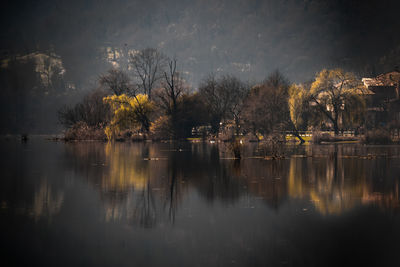 Scenic view of lake against sky