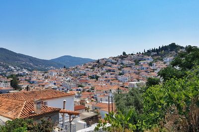 High angle view of townscape against sky