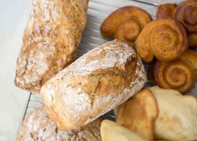 High angle view of bread