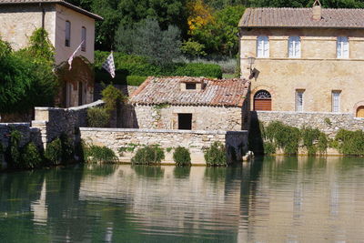 Old building by lake