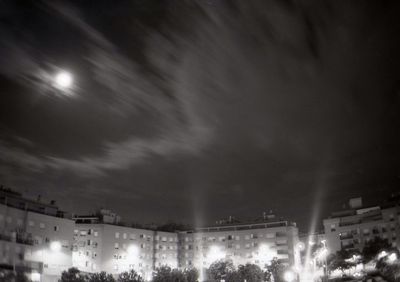 Low angle view of building against sky at night