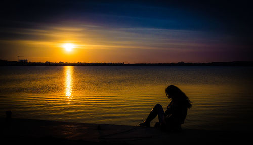 Scenic view of sunset over sea