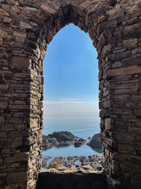 Scenic view of sea against sky from tower