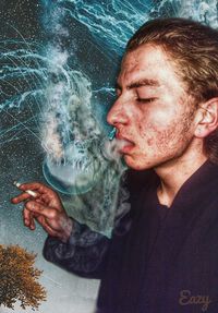 Portrait of man smoking