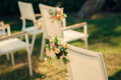 Close-up of white flower on table