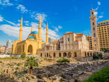 View of historical building against blue sky