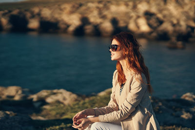 Woman wearing sunglasses