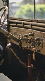 Close-up of vintage car window
