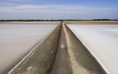 View of salt farm, thailand