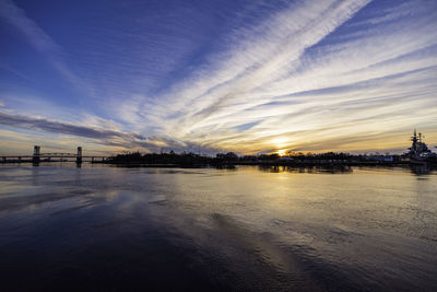 Scenic view of sea against sky at sunset