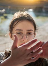 Close-up portrait of mid adult man