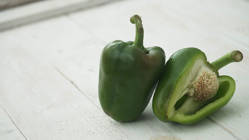 Close-up of bell peppers on table