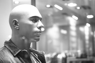 Close-up portrait of mannequin in store