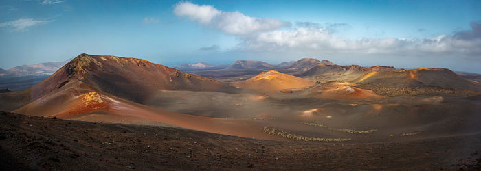 Panoramic view of arid landscape against sky