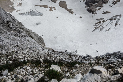 High angle view of snowcapped mountain