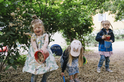 Girls playing outside