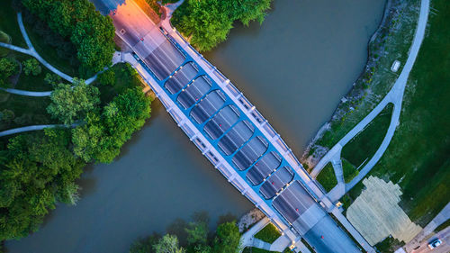 High angle view of road in city