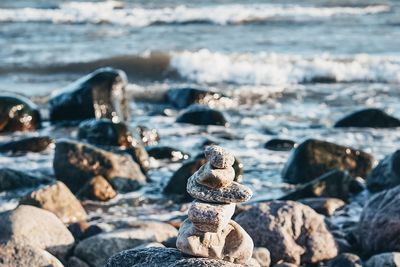 Close-up of rocks on beach