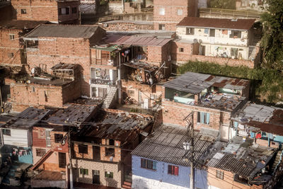 High angle view of buildings in city