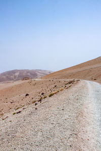 Scenic view of desert against clear sky