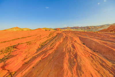 Scenic view of desert against clear sky