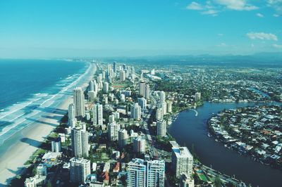 High angle view of gold coast cityscape