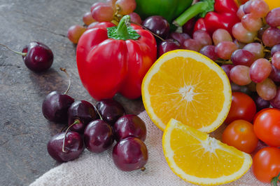 Close-up of fruits on table